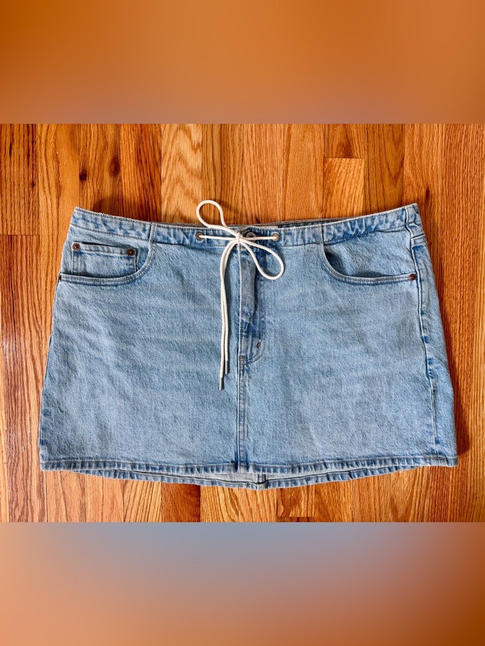Abercrombie & Fitch Light Blue Denim Drawstring Mini Skirt